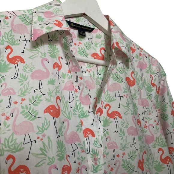 Brooks Brothers Flamingo Print Button-Down Shirt – 100% Cotton - Picture 2 of 9